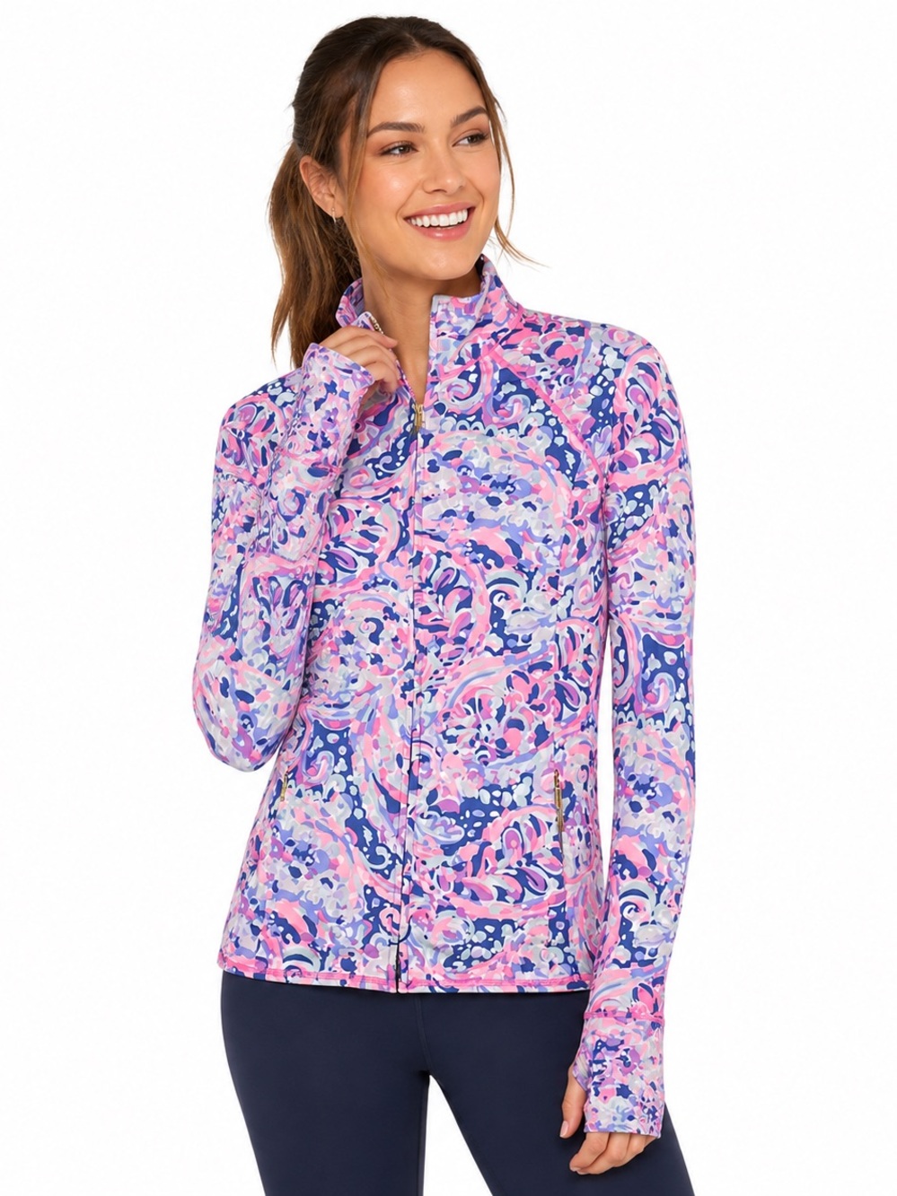 Lilly Pulitzer Luxletic Breaker Jacket XS La Playa UPF Zip Colorful Athleisure